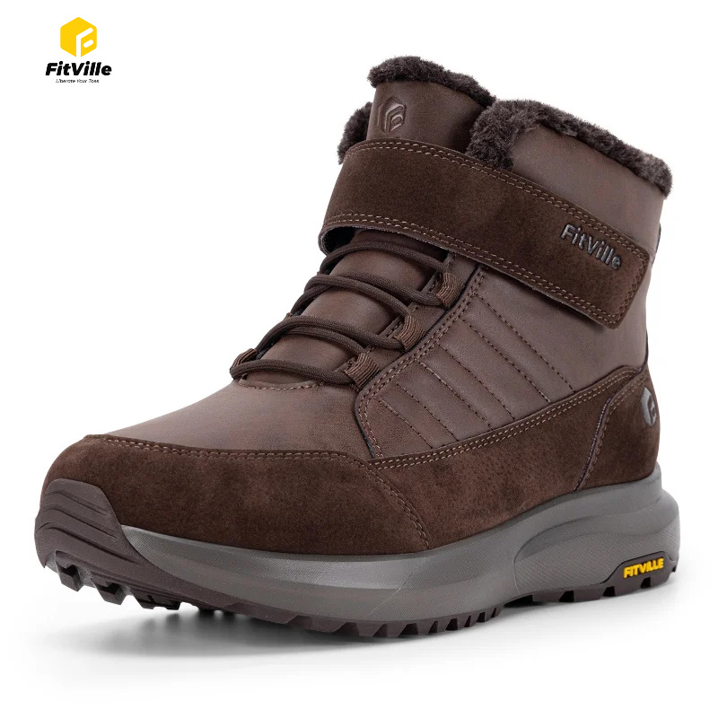 Snow Boot Fur Lined - FitVille Mens Winter Boots Wide Fit