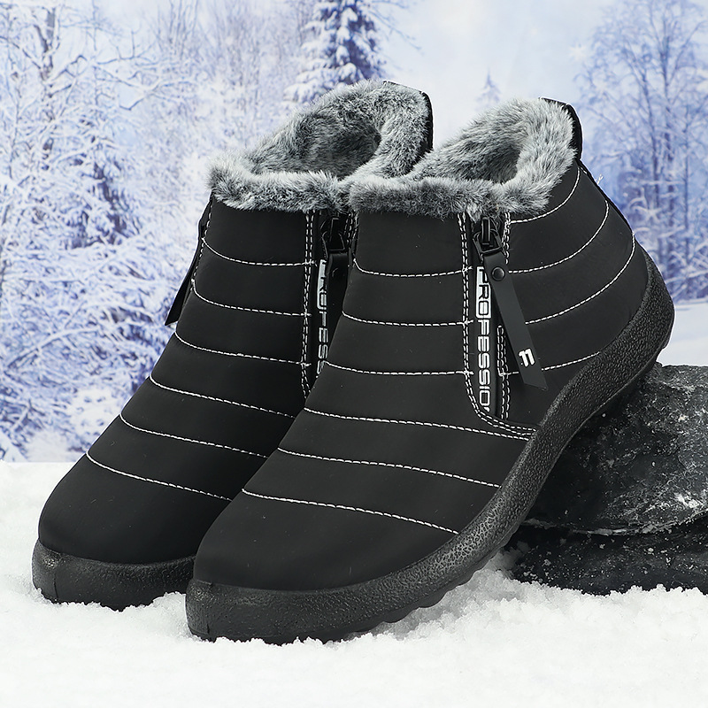 Snow Boot Fur Lined - Men's Winter Snow Boots Side Zipper