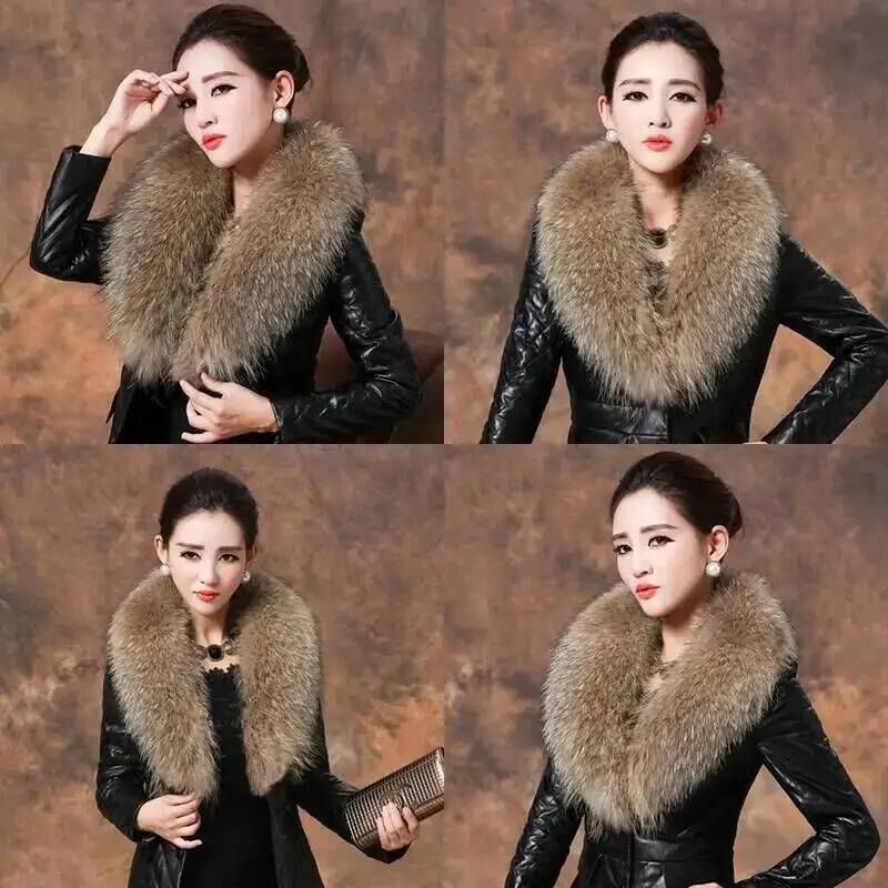 Natural Raccoon Fur Collar Rea - огляд і ціна Winter Clothing Women Sale